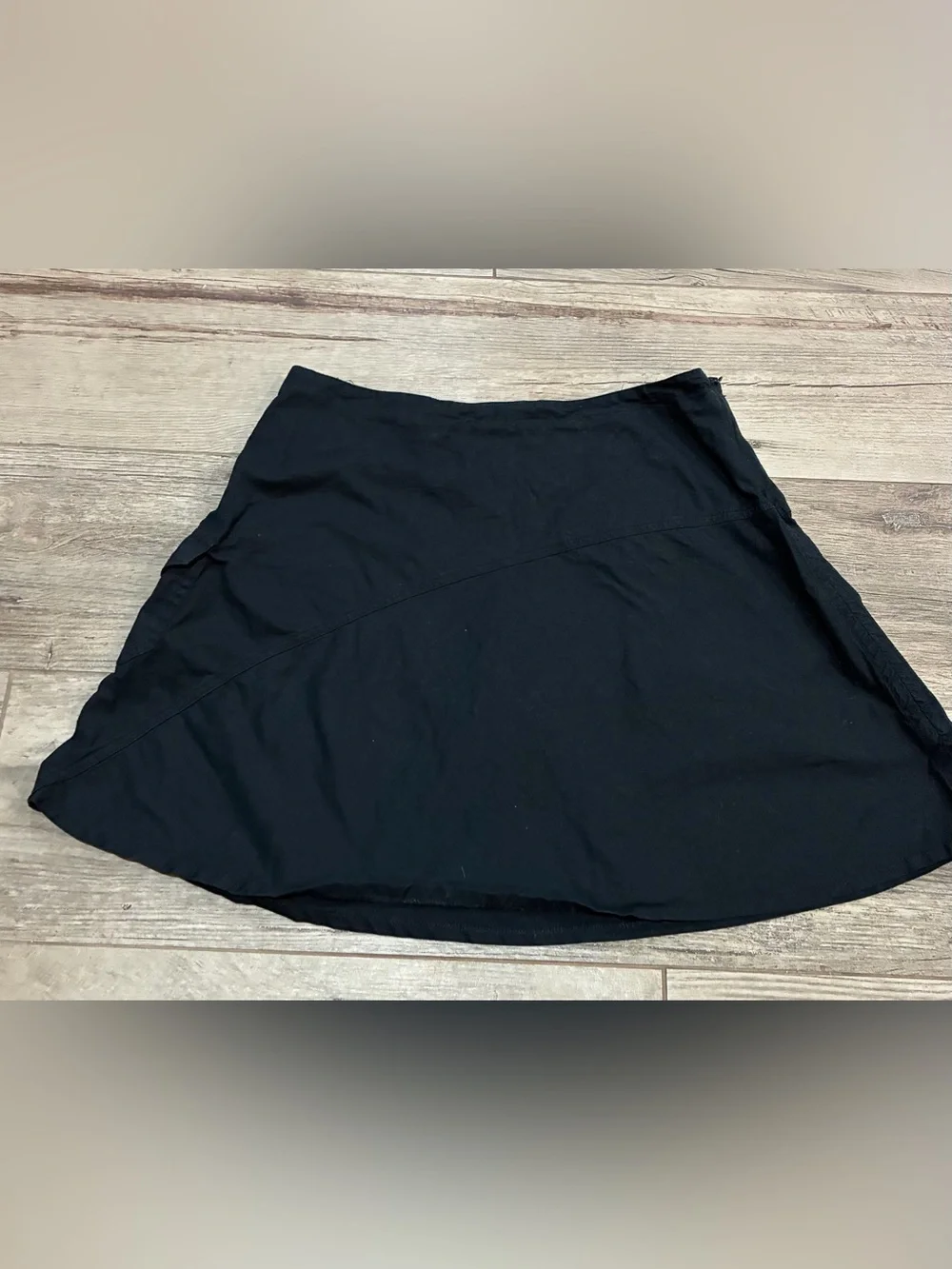Black Organic Cotton A-Line Skirt Size 6 Stretch Utility Pocket Casual